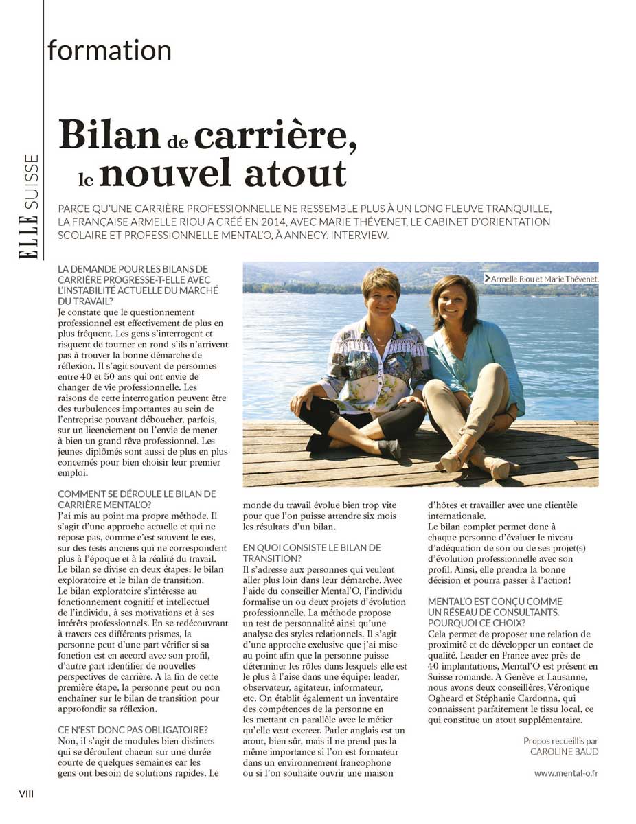 Magazine Elle Suisse : Bilan de carrière, le nouvel atout